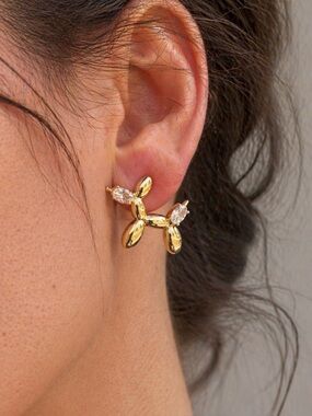 Balloon Dog Stud Earrings – Crystal Accent Statement Earrings
